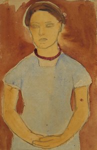 Lee Hoetger davanti a sfondo floreale da Paula Modersohn Becker